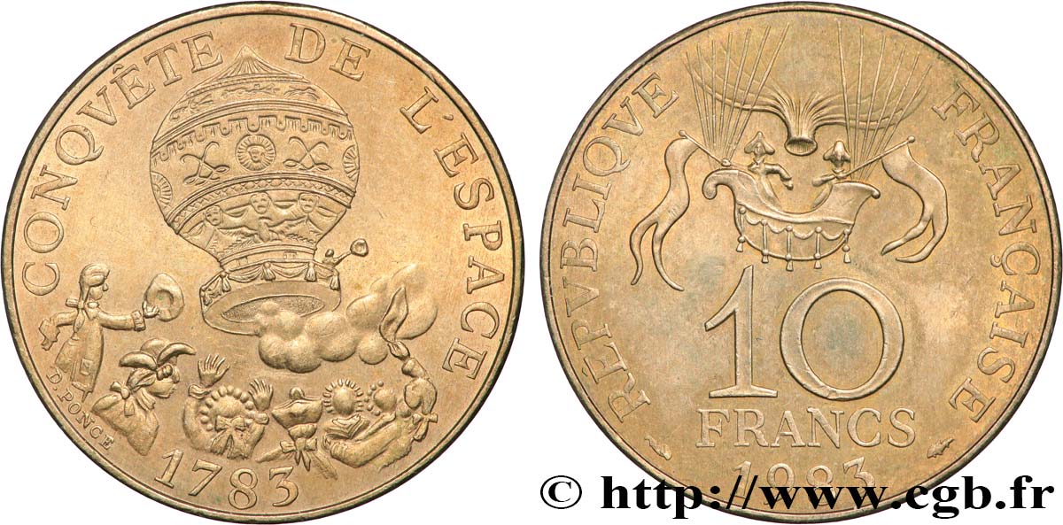 10 francs Conquête de l’Espace 1983  F.367/2 VZ+ 