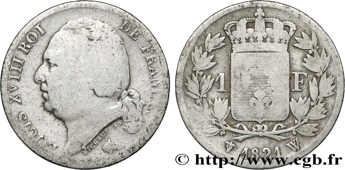 1 franc Louis XVIII 1821 Lille F.206/39 F 