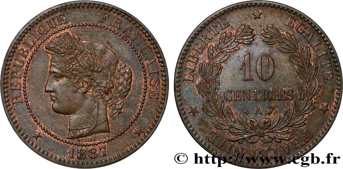 10 centimes Cérès 1887 Paris F.135/31 EBC58 