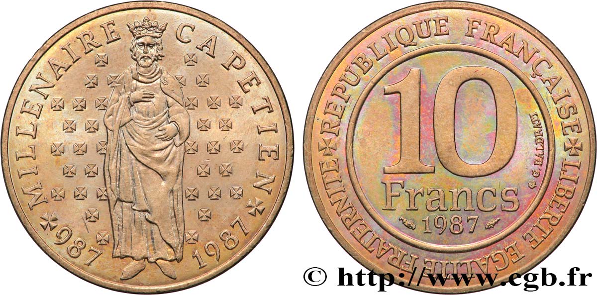 10 francs Millénaire Capétien 1987  F.371/2 SUP+ 