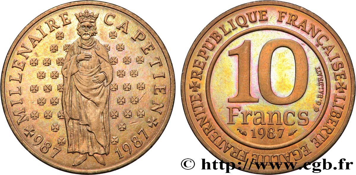 10 francs Millénaire Capétien 1987  F.371/2 MS 