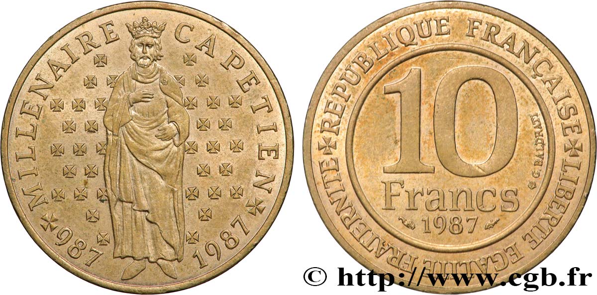 10 francs Millénaire Capétien 1987  F.371/2 MS 