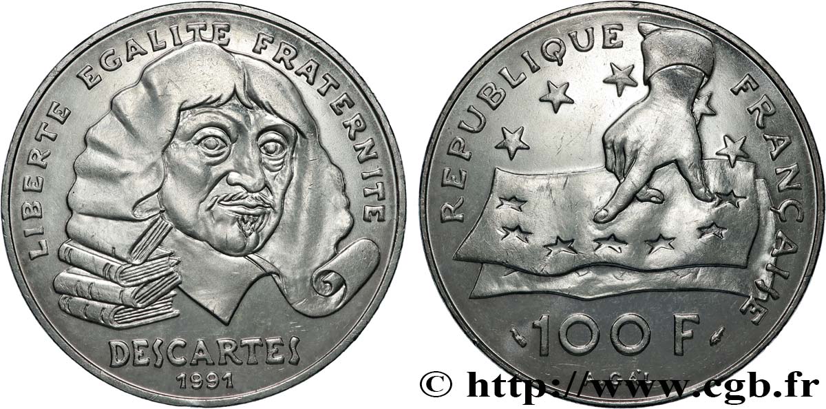 100 francs René Descartes 1991  F.459/2 MS63 