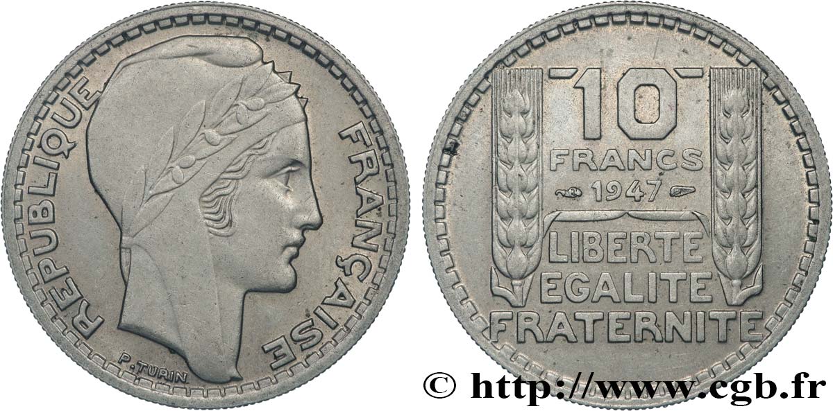 10 francs Turin, grosse tête 1947  F.361A/4 SUP+ 
