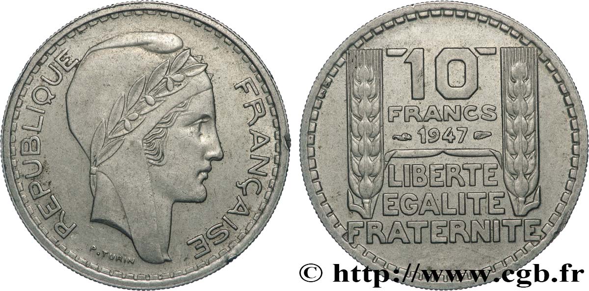 10 francs Turin, petite tête 1947  F.362/1 AU 