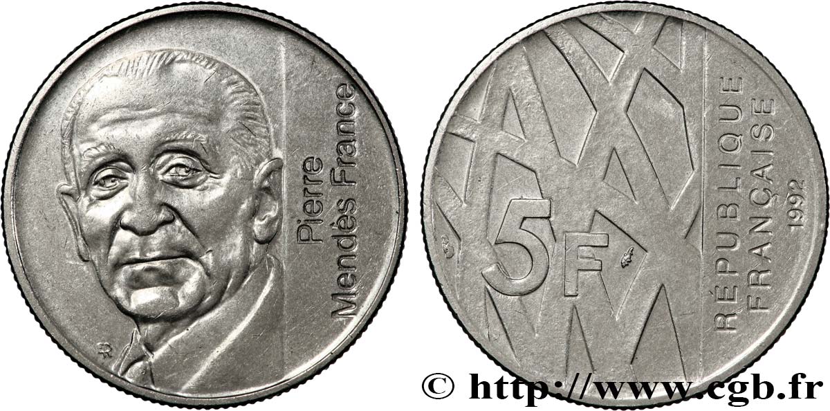 5 francs Mendès-France 1992  F.343/2 EBC60 