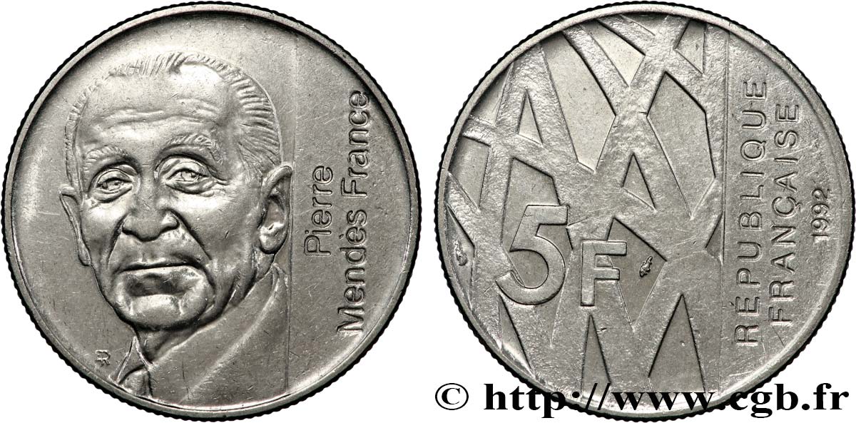 5 francs Mendès-France 1992  F.343/2 EBC58 