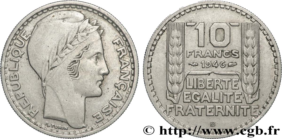 10 francs Turin, grosse tête, rameaux longs 1946 Beaumont-Le-Roger F.361/4 TTB 