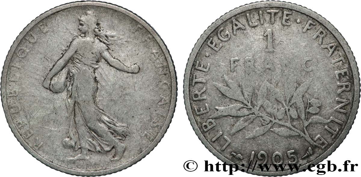 1 franc Semeuse 1905 Paris F.217/10 VF 