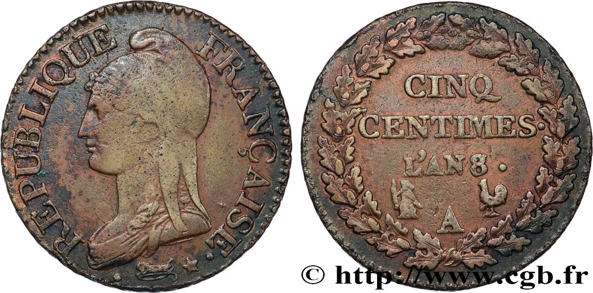 Cinq centimes Dupré, grand module 1800 Paris F.115/130 q.BB 