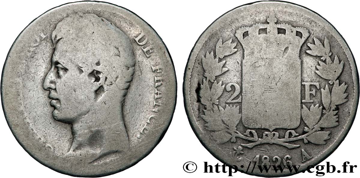 2 francs Charles X 1826 Paris F.258/12 G6 