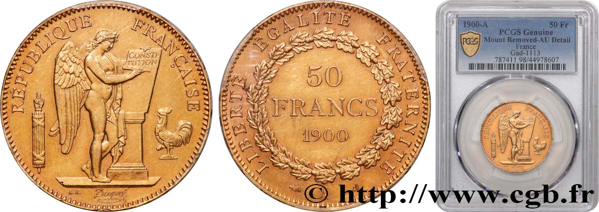 50 francs or 1900 Paris F.549/5 AU PCGS