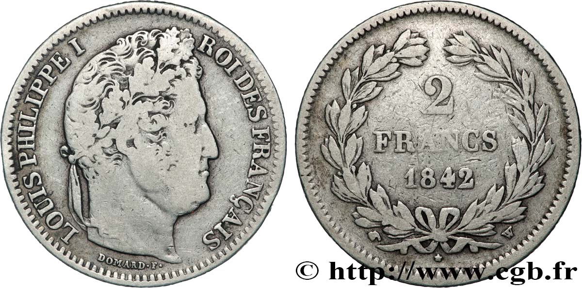 2 francs Louis-Philippe 1842 Lille F.260/91 VF 