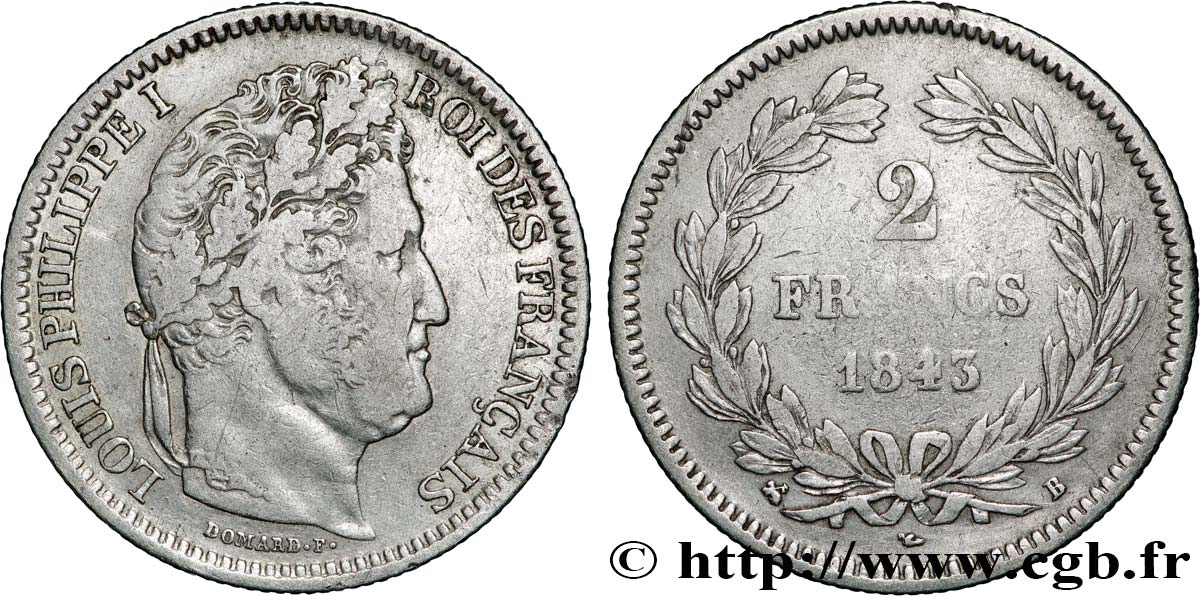 2 francs Louis-Philippe 1843 Rouen F.260/93 VF 