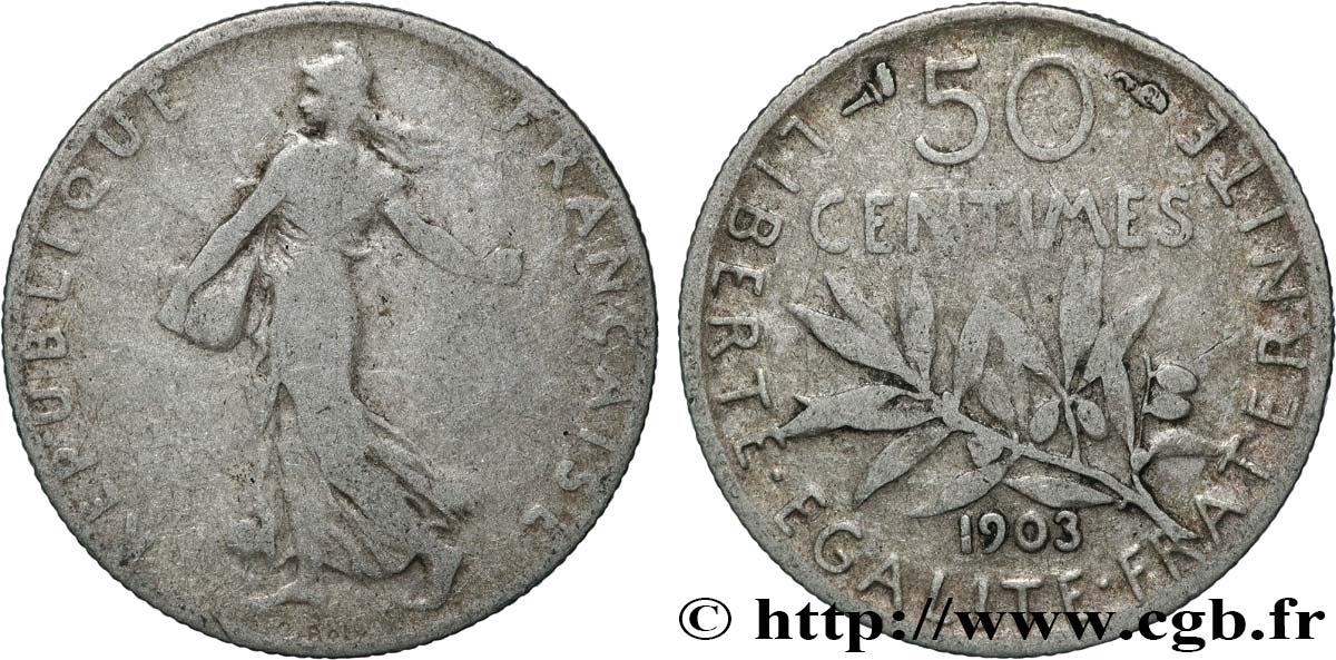50 centimes Semeuse 1903  F.190/10 VF 