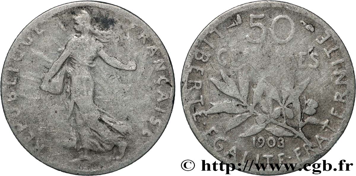 50 centimes Semeuse 1903  F.190/10 MB 