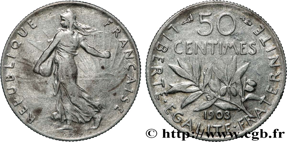 50 centimes Semeuse 1903 Paris F.190/10 XF 