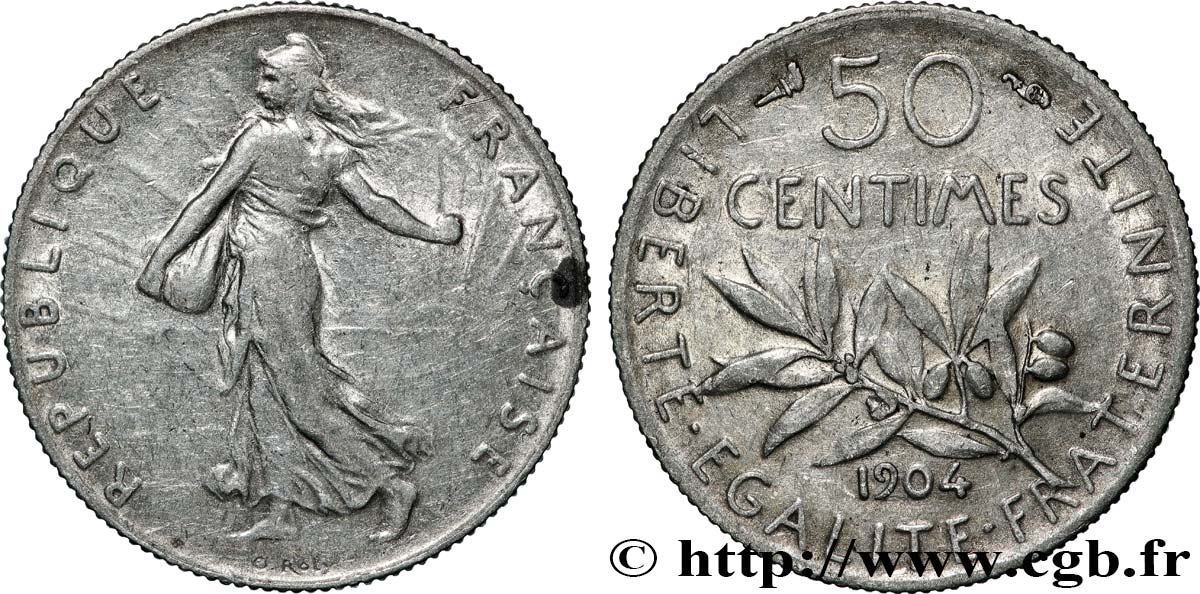 50 centimes Semeuse 1904  F.190/11 MBC 