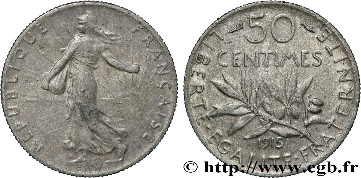 50 centimes Semeuse 1915 Paris F.190/22 TTB 