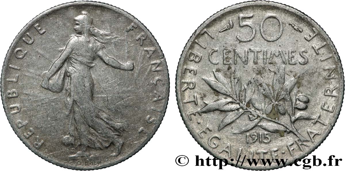 50 centimes Semeuse 1915 Paris F.190/22 XF 