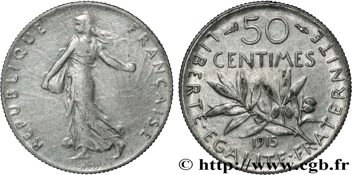 50 centimes Semeuse 1915 Paris F.190/22 SPL 