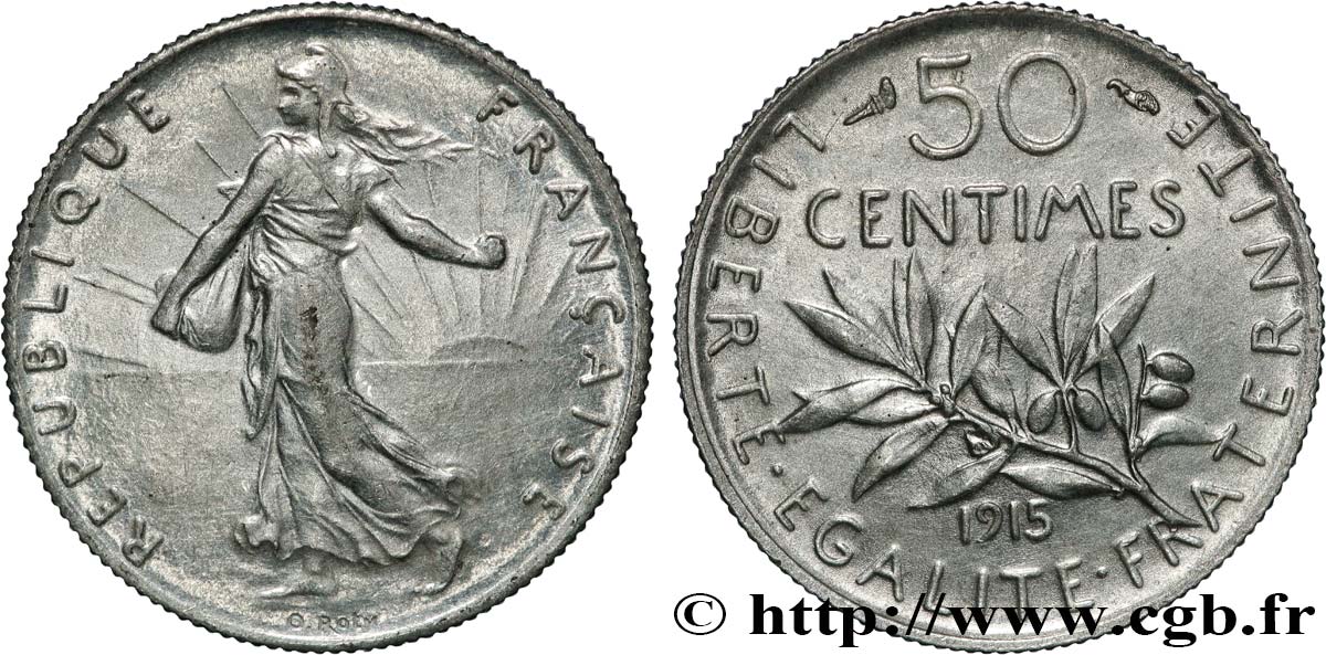 50 centimes Semeuse 1915 Paris F.190/22 fST 