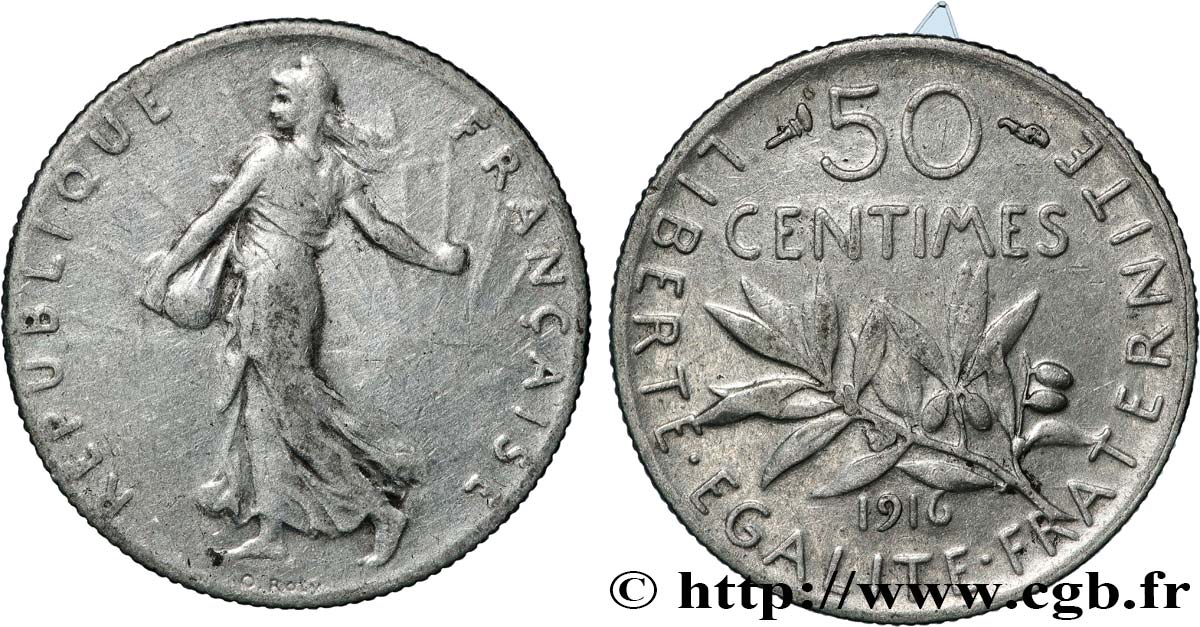 50 centimes Semeuse 1916  F.190/23 fVZ 