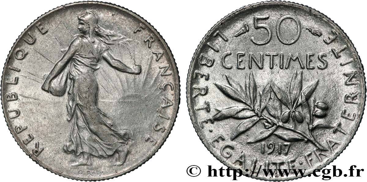 50 centimes Semeuse 1917  F.190/24 fST 