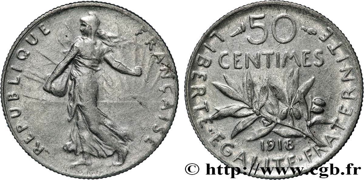 50 centimes Semeuse 1918  F.190/25 AU 