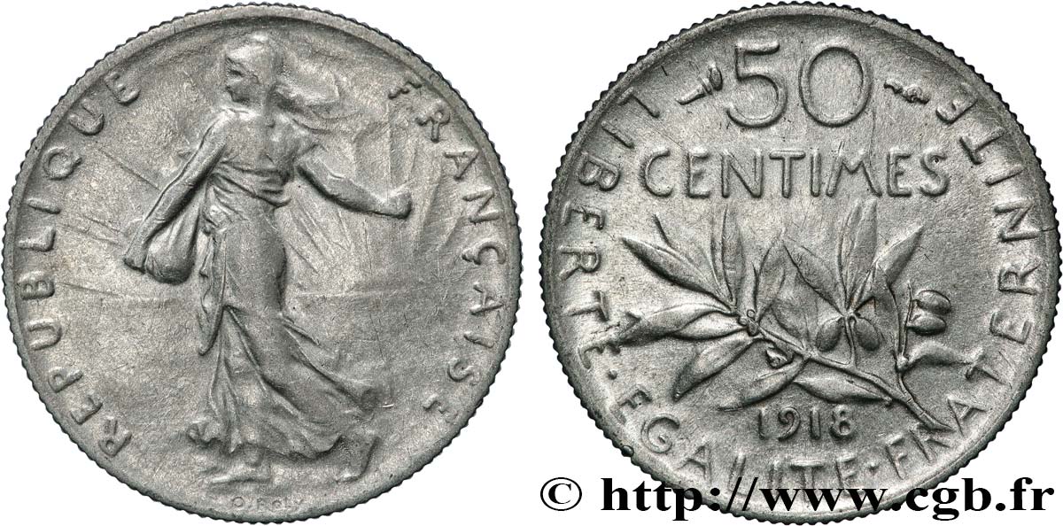 50 centimes Semeuse 1918  F.190/25 EBC+ 