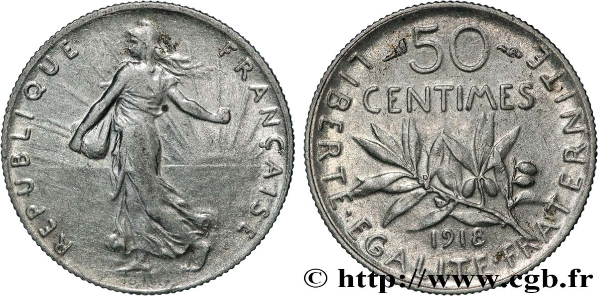 50 centimes Semeuse 1918  F.190/25 AU 