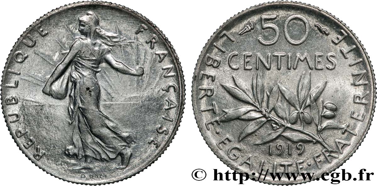 50 centimes Semeuse 1919 Paris F.190/26 MS 