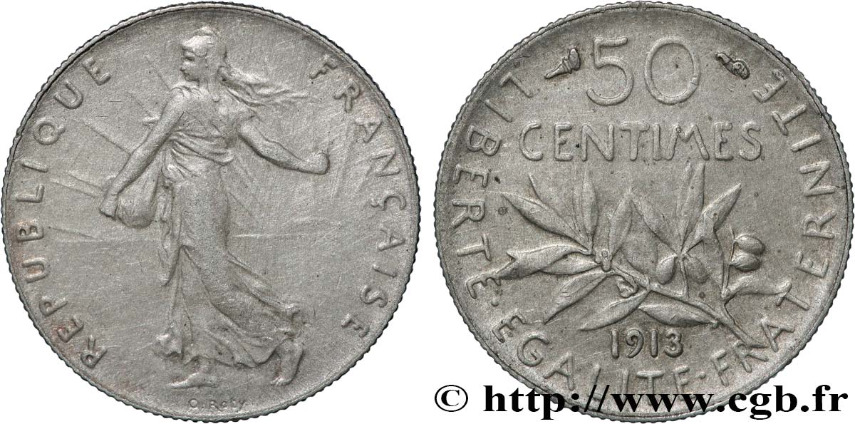 50 centimes Semeuse 1913 Paris F.190/20 EBC62 
