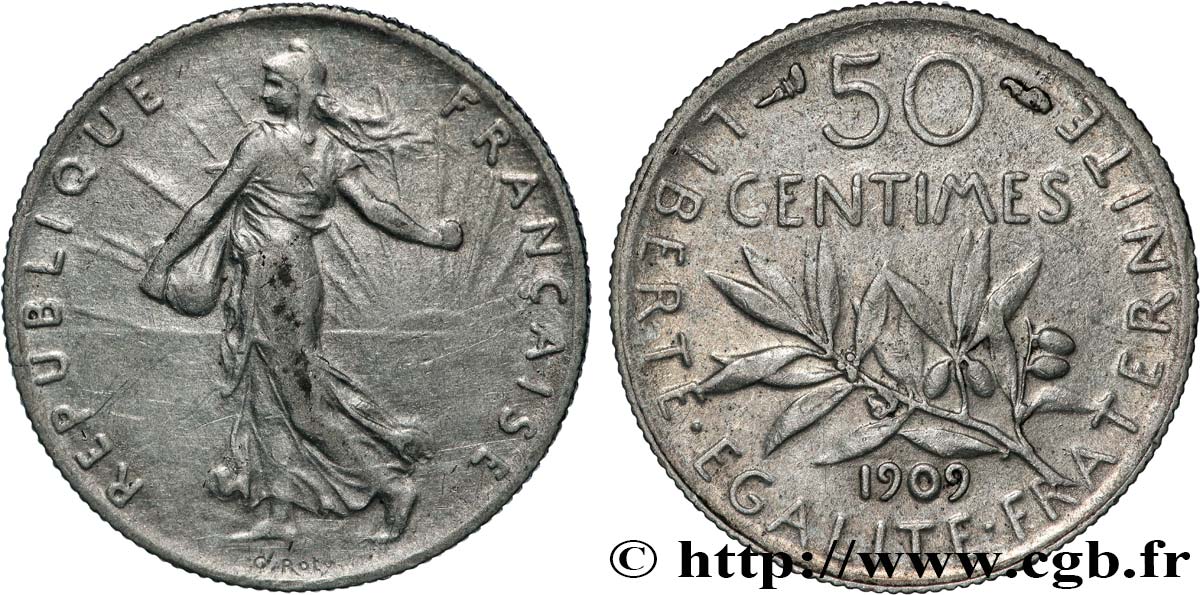 50 centimes Semeuse 1909  F.190/16 TB+ 