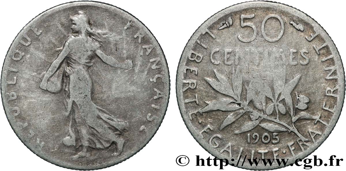 50 centimes Semeuse 1905 Paris F.190/12 RC 