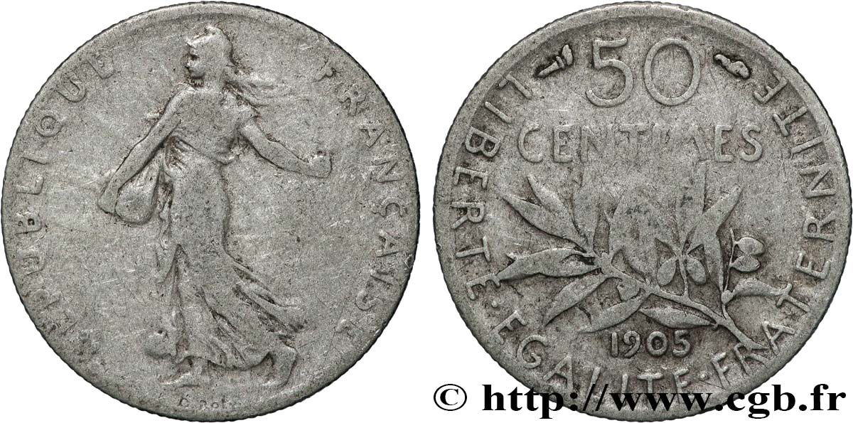 50 centimes Semeuse 1905 Paris F.190/12 B 