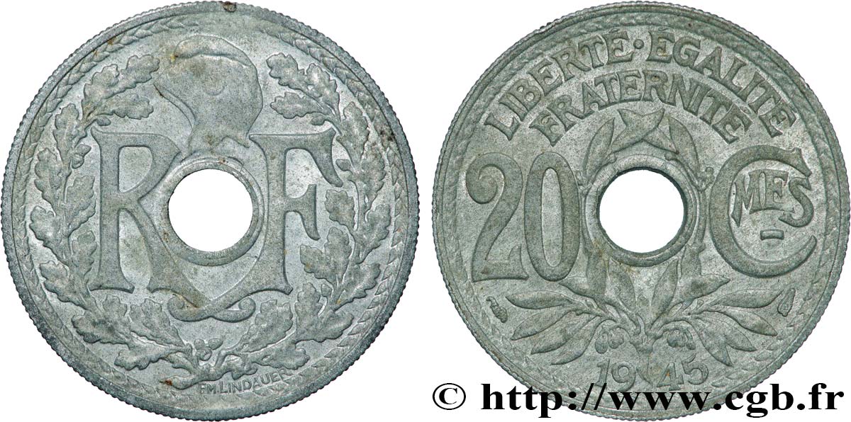 20 centimes Lindauer 1945  F.155/2 AU 