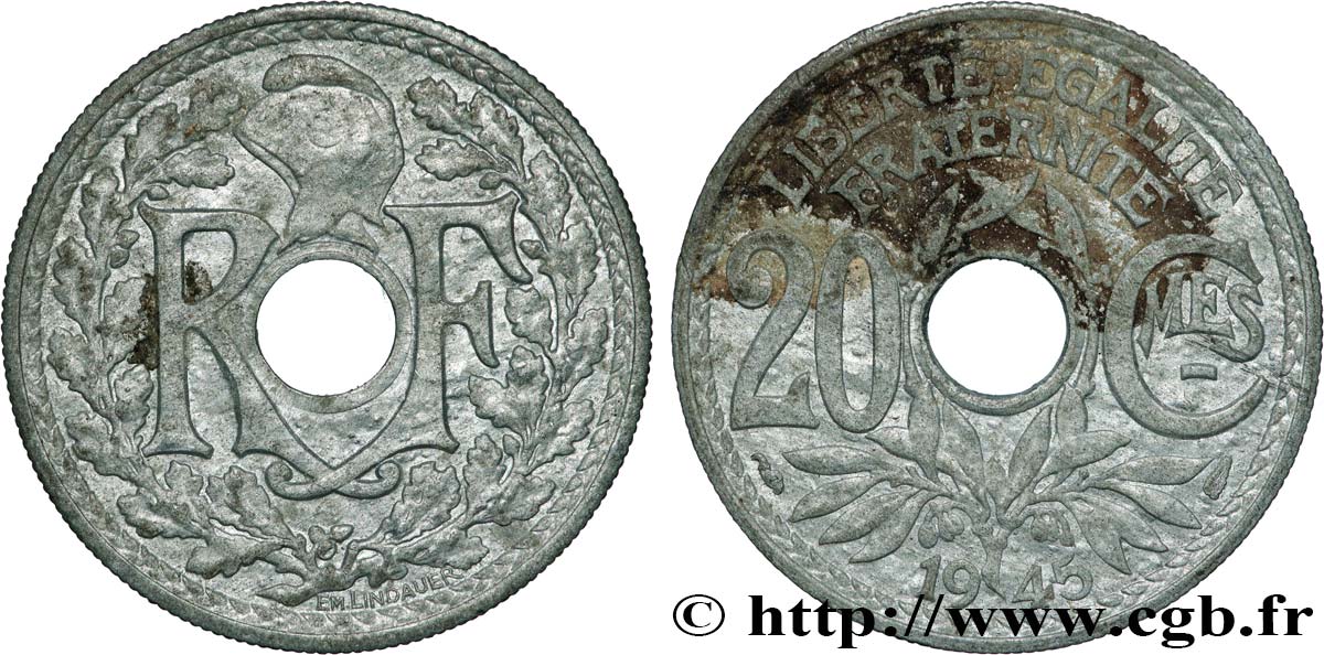 20 centimes Lindauer 1945  F.155/2 TTB+ 