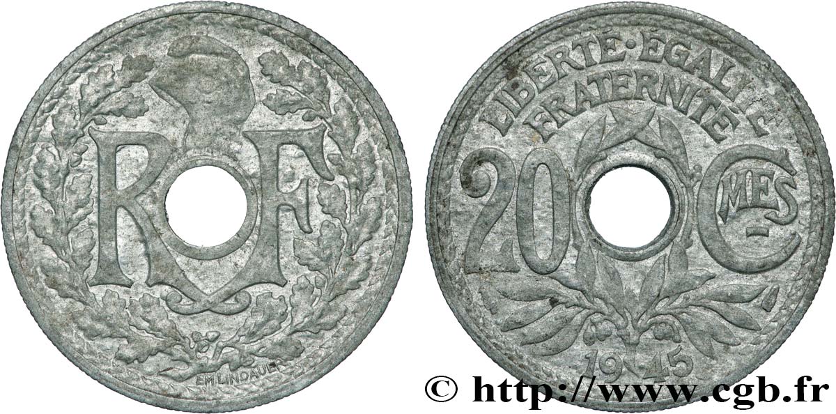 20 centimes Lindauer 1945  F.155/2 TB 