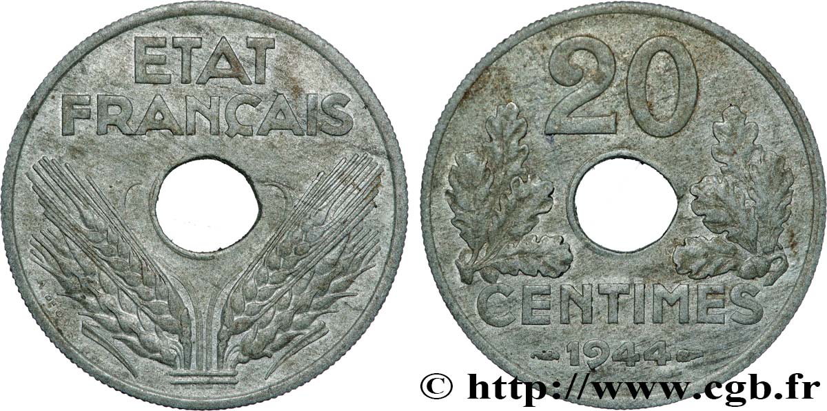 20 centimes État français 1944  F.153A/2 XF45 