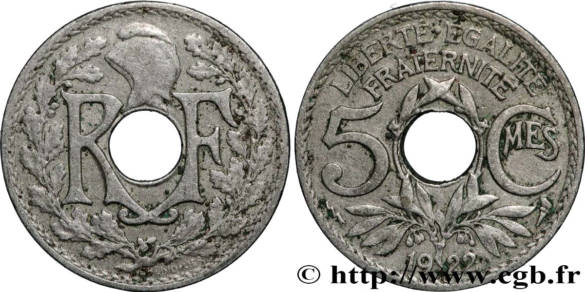 5 centimes Lindauer, petit module 1922 Poissy F.122/5 TB+ 