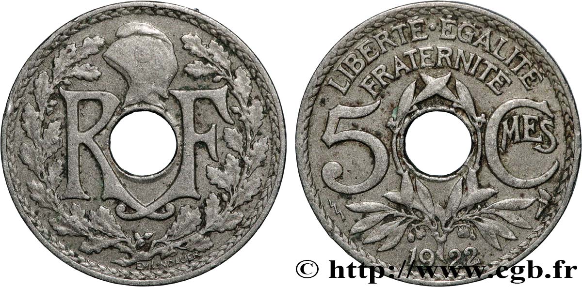 5 centimes Lindauer, petit module 1922 Poissy F.122/5 TTB 