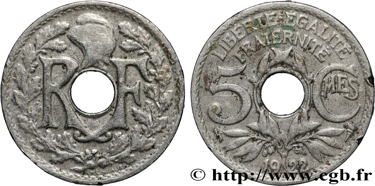 5 centimes Lindauer, petit module 1922 Poissy F.122/5 BC 