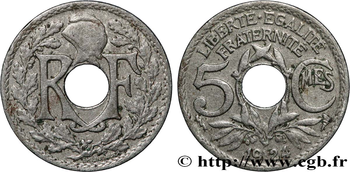 5 centimes Lindauer, petit module 1924 Poissy F.122/9 fSS 