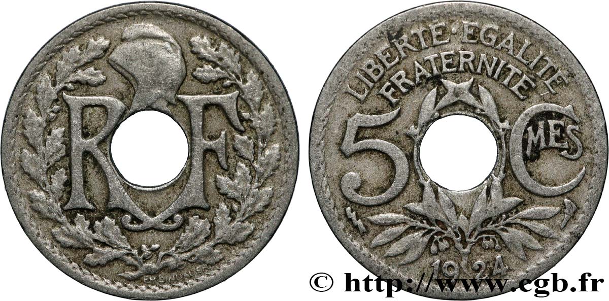 5 centimes Lindauer, petit module 1924 Poissy F.122/9 BC+ 