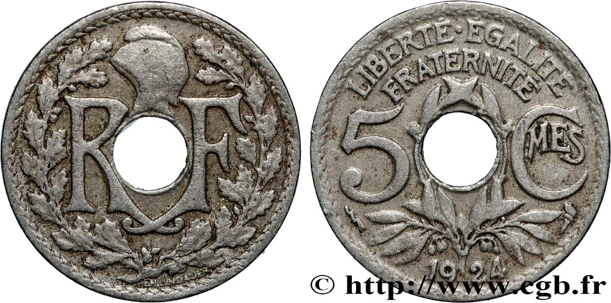 5 centimes Lindauer, petit module 1924 Poissy F.122/9 TB 