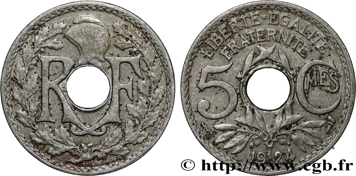 5 centimes Lindauer, petit module 1924 Poissy F.122/9 BC 