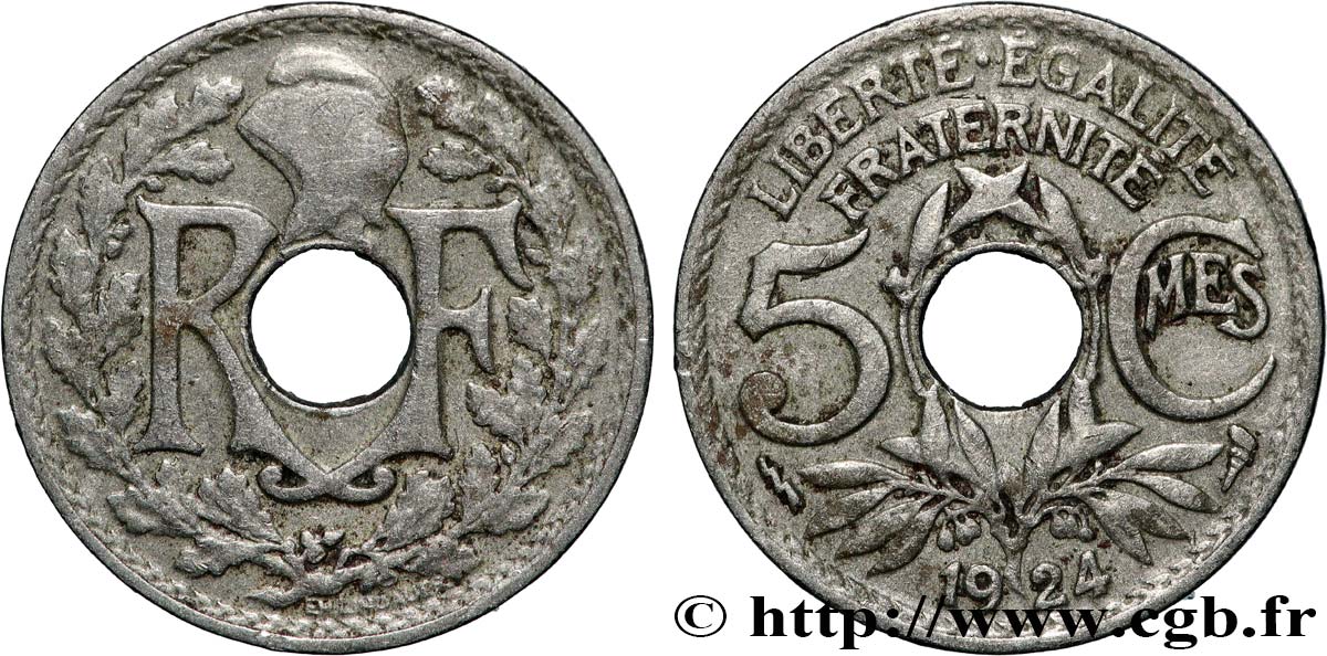 5 centimes Lindauer, petit module 1924 Poissy F.122/9 TB 