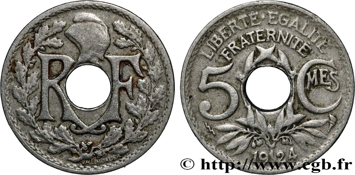 5 centimes Lindauer, petit module 1924 Poissy F.122/9 MB 