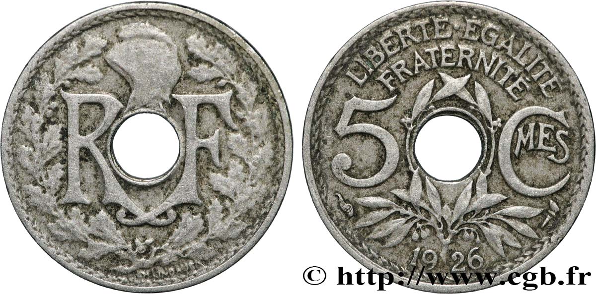 5 centimes Lindauer, petit module 1926  F.122/11 TB+ 